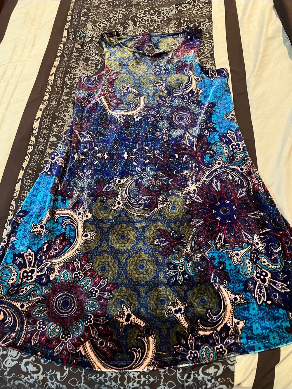 Robbie Bee Blue Paisley Floral Mini Dress